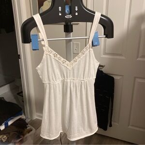 NWT Hollister White Eyelet Lace Cami Tank Y2K Boho Empire Waist Small Fit